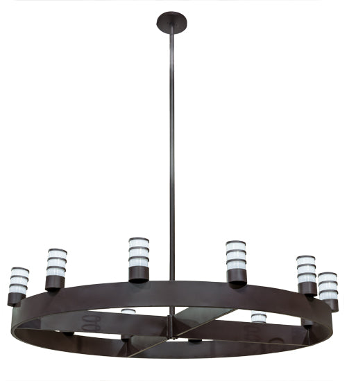 Meyda Lighting Molle 94" 12-Light Cafe Noir Cilindro Chandelier With White Statuario Idalight Shade Glass