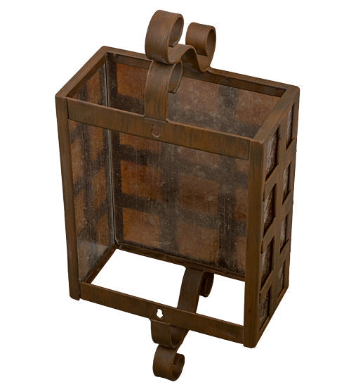 Meyda Lighting Monte Cristo 10" 2-Light Rustic Iron Wall Sconce With Amber Mica Shade Glass