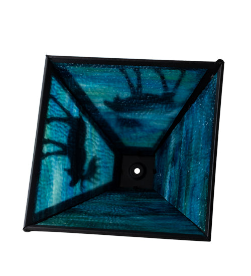 Meyda Lighting Moose 16" Textured Black Frame With Green & Blue Shade Glass