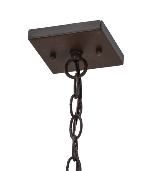 Meyda Lighting Moose & Black Bear 61" 9-Light Cafe Noir Island Pendant Light With Beige Travertine Idalight Shade Glass