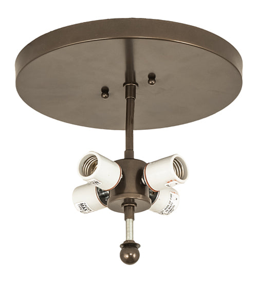 Meyda Lighting Moose & Fox 24" 4-Light Brown Bronze Flush Mount Light With Silver Mica Shade Glass