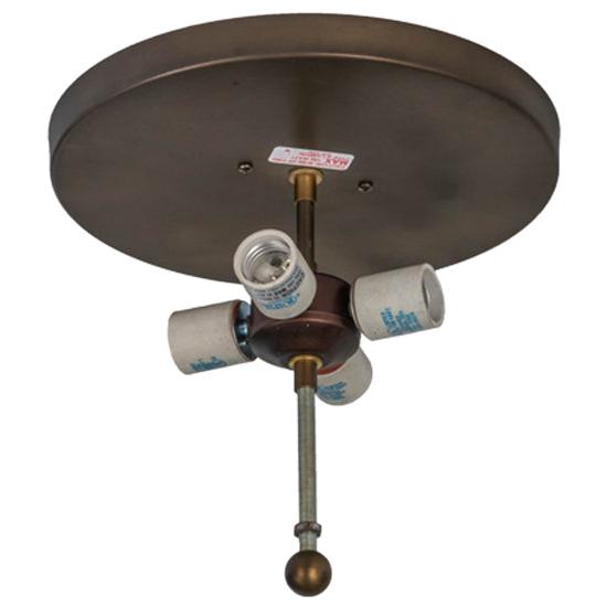 Meyda Lighting Moose On The Loose 22" Antique Copper Flushmount With Silver Mica Shade Glass