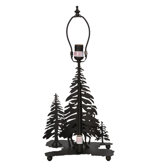Meyda Lighting Moose Through the Trees 21" 2-Light Oil Rubbed Bronze Table Lamp With Honey Amber Art Shade Glass and Lighted Base