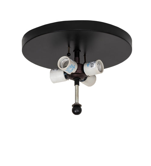 Meyda Lighting Moose at Dawn 23" 4-Light Textured Black Flush Mount Light With Silver Mica Shade Glass