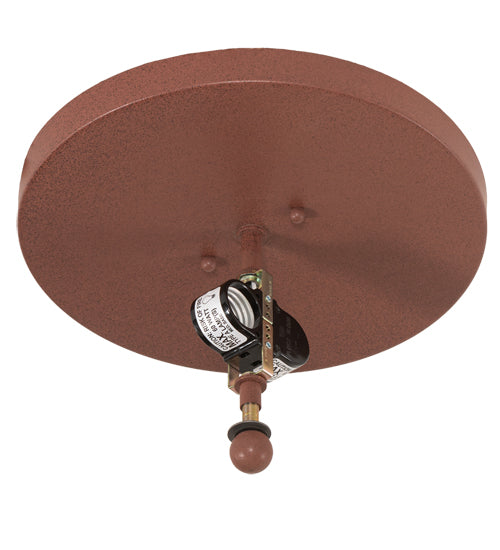 Meyda Lighting Moose at Dusk 18" 2-Light Rust Flush Mount Light With Beige Art Shade Glass
