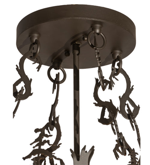 Meyda Lighting Moose at Dusk 18" 4-Light Oil Rubbed Bronze Semi-flush Mount Light With Amber Mica Shade Glass