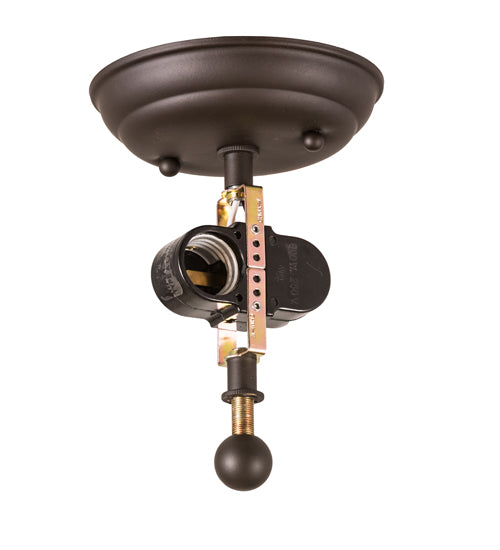 Meyda Lighting Moose at Lake 15" 2-Light Oil Rubbed Bronze Flush Mount Light With Light Blue & Dark Blue Art Shade Glass