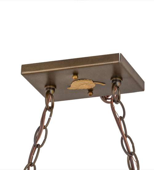 Meyda Lighting Moose at Lake 48" 9-Light Antique Copper Island Pendant Light With Silver Mica Shade Glass