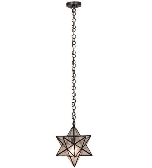 Meyda Lighting Moravian Star 12" Craftsman Brown Pendant Light With Clear Seeded Shade Glass