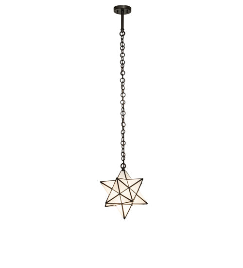 Meyda Lighting Moravian Star 12" Craftsman Brown Pendant Light With White Art Shade Glass