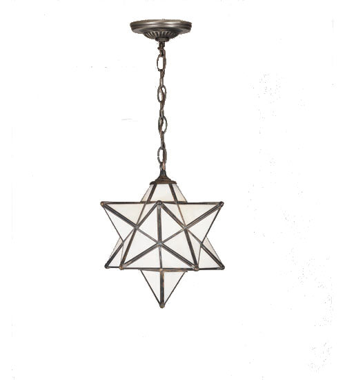 Meyda Lighting Moravian Star 12" Mahogany Bronze Pendant Light With White Art Shade Glass