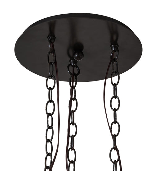 Meyda Lighting Moravian Star 17" 3-Light Timeless Bronze Cascading Pendant Light With Clear Seeded Art Shade Glass