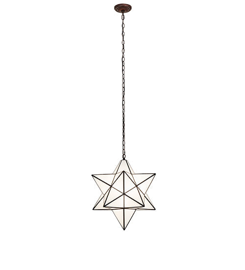 Meyda Lighting Moravian Star 18" Mahogany Bronze Pendant Light With White Art Shade Glass