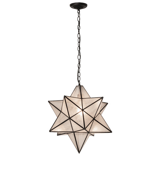 Meyda Lighting Moravian Star 18" Textured Black Pendant Light With Clear Seeded Shade Glass