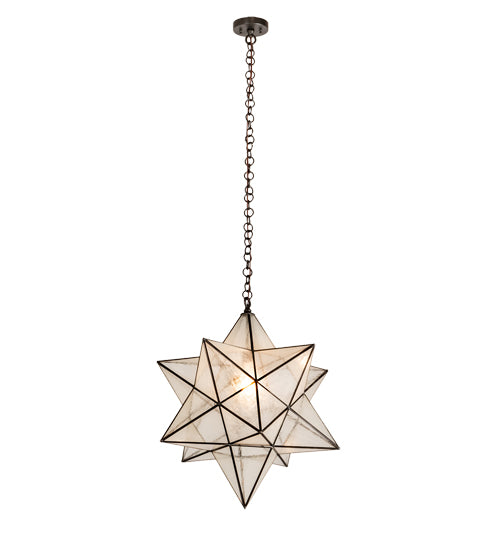 Meyda Lighting Moravian Star 216258 24" Mahogany Bronze Pendant Light With Clear Seeded Shade Glass