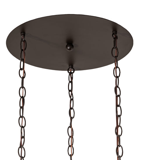 Meyda Lighting Moravian Star 24" 3-Light Oil Rubbed Bronze Cascading Pendant Light With Clear Seeded Shade Glass