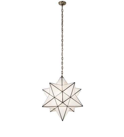 Meyda Lighting Moravian Star 24" Antique Brass Pendant Light With White Art Shade Glass