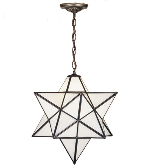 Meyda Lighting Moravian Star 24" Mahogany Bronze Pendant Light With White Art Shade Glass