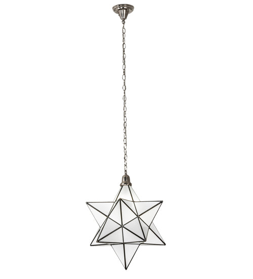 Meyda Lighting Moravian Star 250854 18" Brushed Nickel Pendant Light With White Art Shade Glass