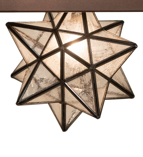 Meyda Lighting Moravian Star 30" 2-Light Mahogany Bronze Flush Mount Light With Clear Seeded Shade Glass