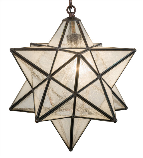 Meyda Lighting Moravian Star 30" 5-Light Mahogany Bronze Chandelier With Clear Seeded Shade Glass