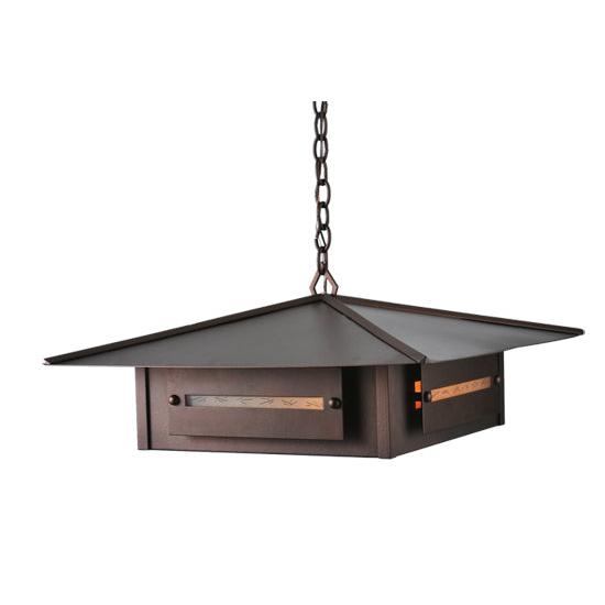 Meyda Lighting Moss Creek 35" Cinnamon Coffee Metallic Creekside Pendant Light With Beige Shade Glass