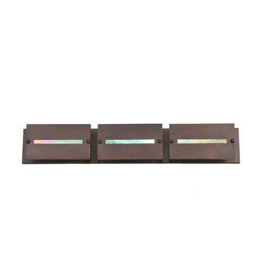Meyda Lighting Moss Creek 36" 3-Light Cinnamon Coffee Metallic Creekside Vanity Light With Beige Shade Glass