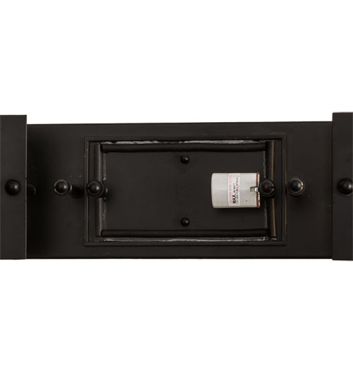 Meyda Lighting Moss Creek 36" 3-Light Solar Black Creekside Vanity Light With Frosted Clear & Beige Shade Glass