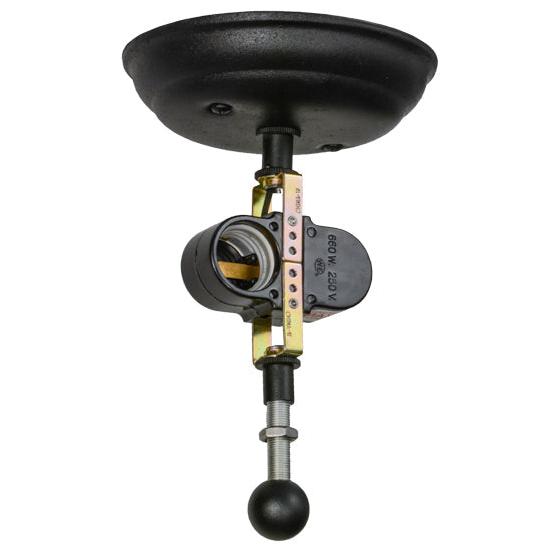 Meyda Lighting Motorcycle 15" 2-Light Textured Black Flush Mount Light With Silver Mica Shade Glass