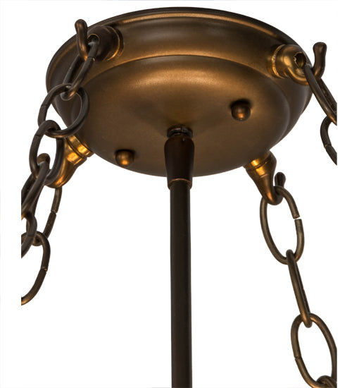 Meyda Lighting Mountain Pine 22" 4-Light Antique Copper Semi-flush Mount Light With Amber Mica Shade Glass