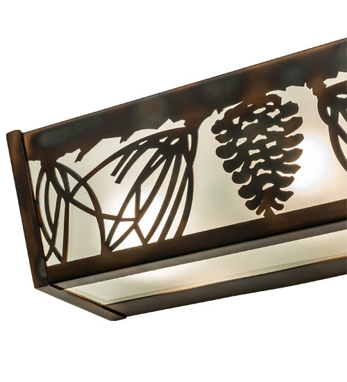 Meyda Lighting Mountain Pine 36" 6-Light Light Burnished Antique Copper Vanity Light With Clear Frosted Shade