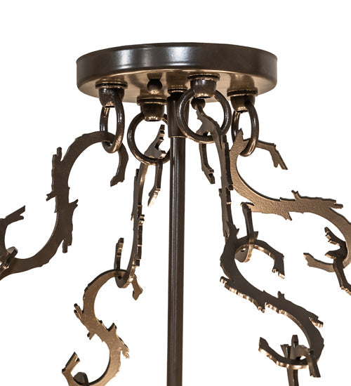 Meyda Lighting Mountain Pine 36" 8-Light Timeless Bronze Semi-flush Mount Light With Amber Mica Shade Glass