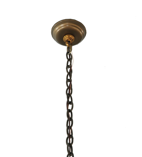 Meyda Lighting Mountain Pine 60" 8-Light Antique Copper Inverted Island Pendant Light With Silver Mica Shade Glass