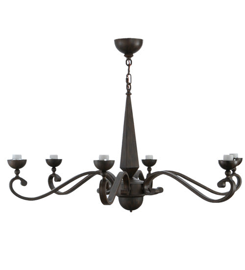 Meyda Lighting Muirfield 44" 6-Light Classic Rust Chandelier With Beige Scavo Shade Glass