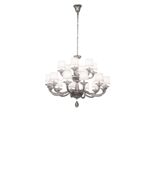 Meyda Lighting Murano Almaden 49" 18-Light Polished Nickel Southland Chandelier With White Fabric Shade