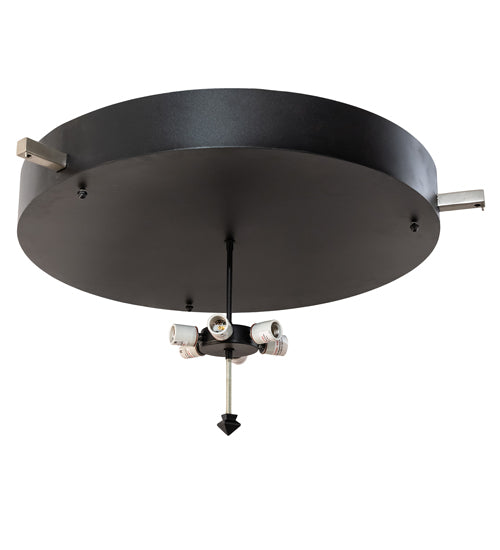 Meyda Lighting Nathan 36" 6-Light Textured Black & Nickel Powder Coat Flush Mount Light With Amsterdam Chalk Textrene & Statuario Idalight Shade