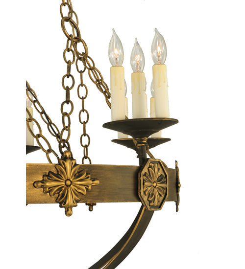Meyda Lighting Neapolis 32" 18-Light Florentine Gold Chandelier With White Candle Covers