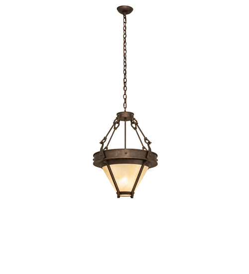 Meyda Lighting Nehring 21" 2-Light Gilded Tobacco Inverted Pendant Light With Beige Sahara Taupe Idalight Shade