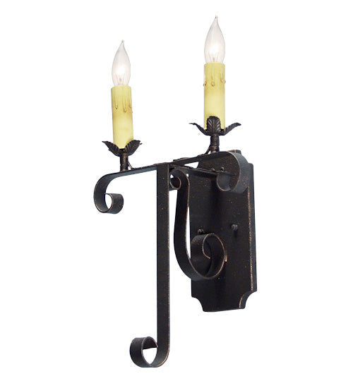 Meyda Lighting Nerea 12" 2-Light Golden Bronze Wall Sconce With Ivory Faux Candlelight