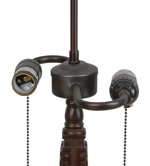 Meyda Lighting Nevada 23" 2-Light Mahogany Bronze Table Lamp With Multi-Colored Shade Glass