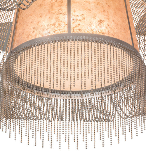 Meyda Lighting Niagara 60" 8-Light Nickel Flush Mount Light With Silver Mica Shade Glass