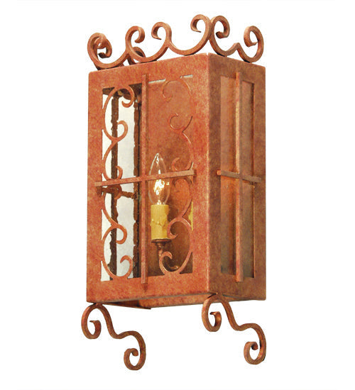 Meyda Lighting Nina 8" 2-Light Industrial Copper Wall Sconce With Clear Seeded Shade Glass
