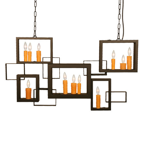 Meyda Lighting Noah 48" 11-Light Blackwash Chandelier With Ivory Faux Candlelight