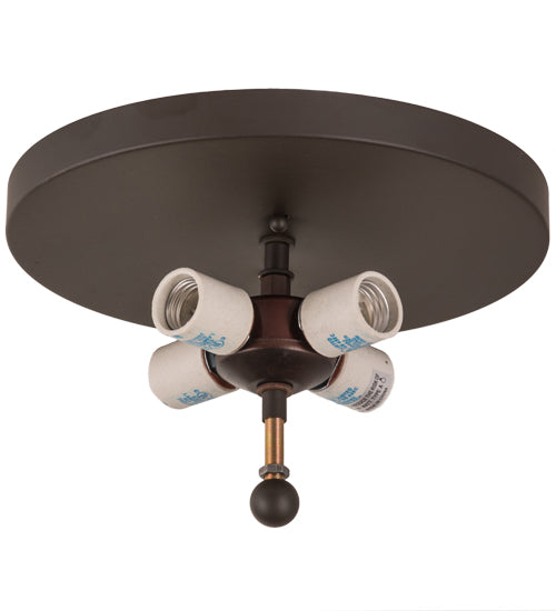 Meyda Lighting Northwoods Wolf on the Loose 23" 4-Light Oil Rubbed Bronze Flush Mount Light With Amber Mica Shade Glass