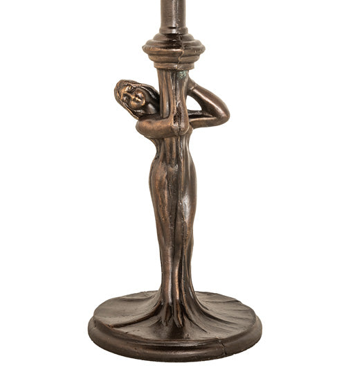 Meyda Lighting Nouveau 15" Mahogany Bronze Lady Accent Table Lamp With Gray Shade Glass