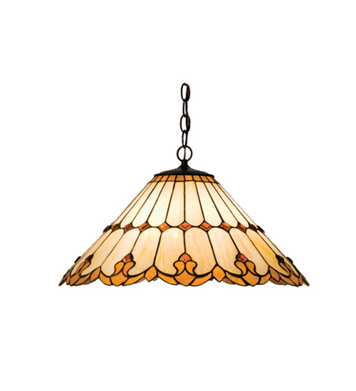 Meyda Lighting Nouveau Cone 20" 3-Light Mahogany Bronze Pendant Light With Amber & Beige Shade Glass