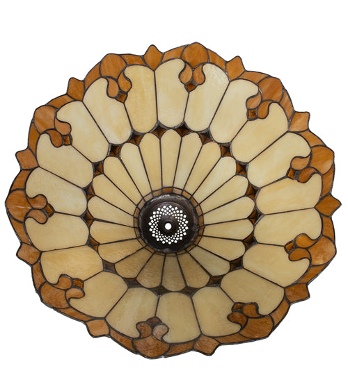 Meyda Lighting Nouveau Cone 20" Amber & Beige Stained Shade Glass