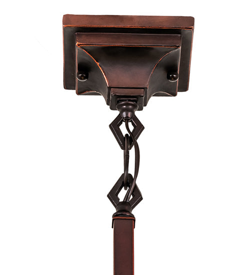 Meyda Lighting Nuevo Mission 20" Mahogany Bronze Pendant Light With Beige Flemish & Honey Amber Granite Shade