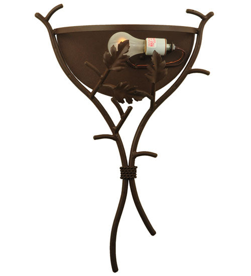 Meyda Lighting Oak Branch 15" Cafe Noir Wall Sconce With Ambra Siena Idalight Shade Glass