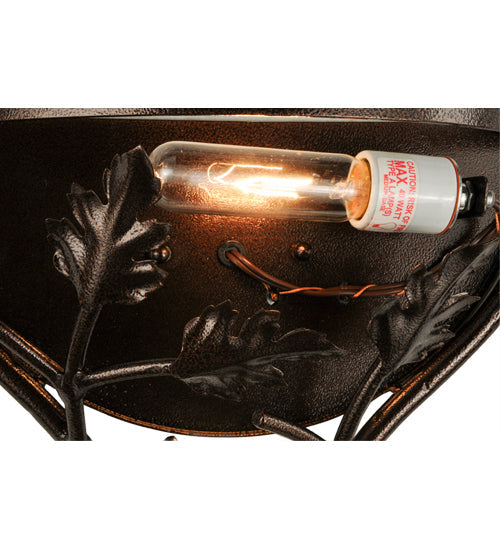 Meyda Lighting Oak Branch 15" Copper Vein Wall Sconce With Ambra Siena Idalight Shade Glass